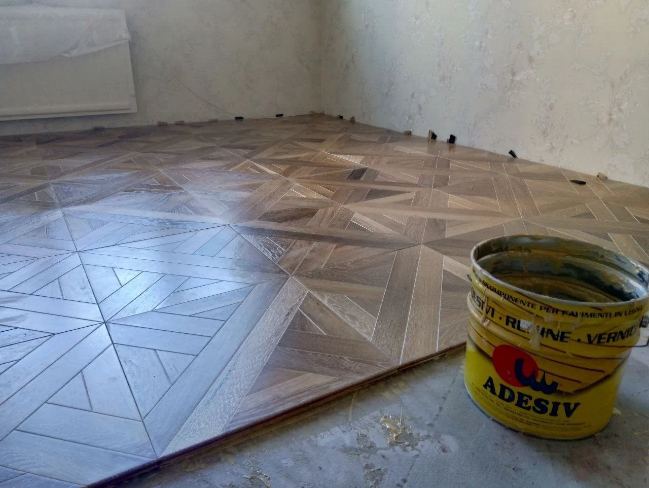 Parquet Geometric Pattern Install — Stampede Flooring Calgary